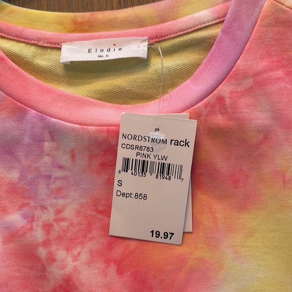 Womens, pink and yellow tie dye, t-shirt dress - Picture 3 of 4